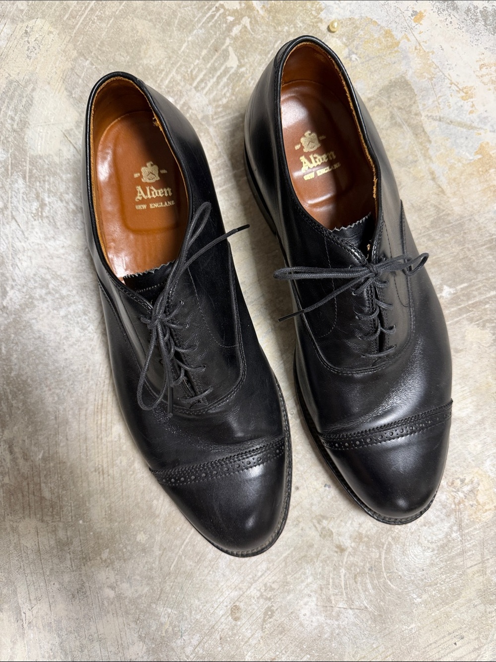 Alden Black Cap-Toe Derby Dress Shoes